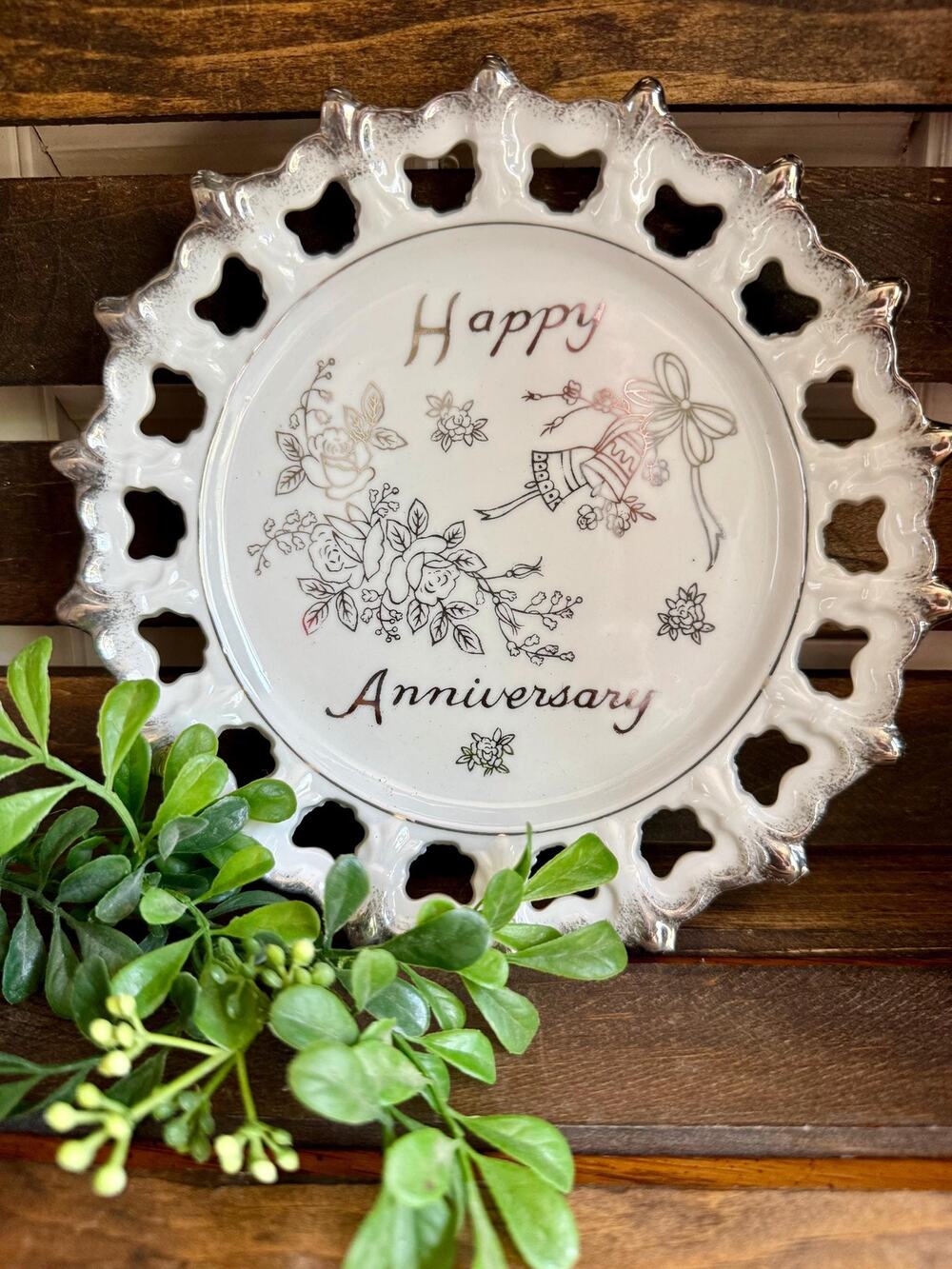 Vintage Norleans Happy Anniversary Plate – 25th Silver Wedding